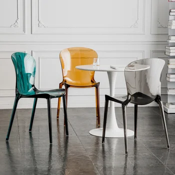 Кухонные обеденные стулья из прозрачного пластика Nordic Clear, обеденные стулья для кафе, Мобильная итальянская мебель для гостиной YX50DC