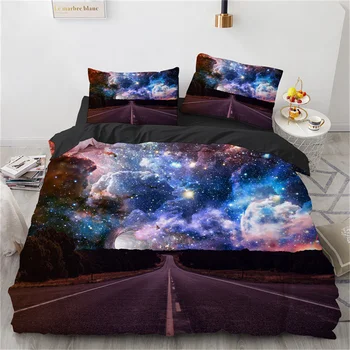 Пододеяльник Fantasy Galaxy Twin King Size для подростков Детей мальчиков Комплект постельного белья Starry Sky из микрофибры на тему космического пространства для спальни