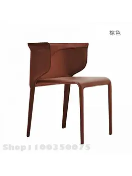 Индивидуальный Легкий Роскошный обеденный стул с седлом из натуральной кожи в скандинавском стиле для переговоров в ресторане и на стойке регистрации Итальянский дизайнер-минималист