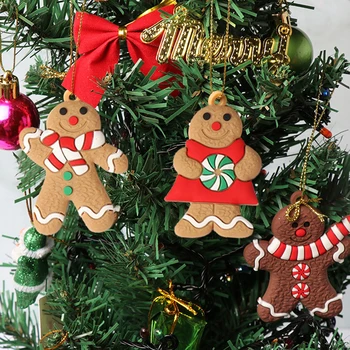 Креативный пряничный человечек Украшения для рождественской елки Многоразовый Рождественский подвесной кулон Легкий экологичный для домашнего новогоднего декора