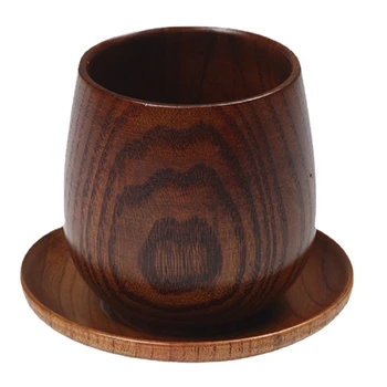 Японский стиль Бревенчатая чашка Деревянная Большая Чашка для живота Саке Из массива дерева с ретро-изоляцией Набор Чайных чашек Чашка для питья 150 мл