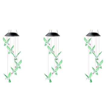 3X Светодиодная лампа с Солнечным Ветровым перезвоном, лампа с Птичьим Ветровым Перезвоном, Подвесная Декоративная лампа с Ветровым перезвоном, Лампа для изменения цвета, Солнечная Лампа