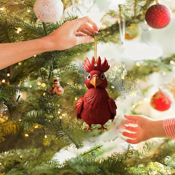 Подвеска в виде петуха в виде Рождественской елки, Милая подвеска в виде цыпленка, реалистичный орнамент в виде петуха, креативный для украшения фестиваля, праздничной вечеринки.