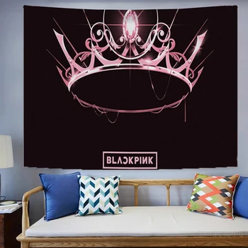 Kpop-черно-розовый Гобелен на стене, Художественное Эстетическое Украшение Комнаты, Гобелены, Декор Для Дома, Спальни, Ткань Для Подвешивания