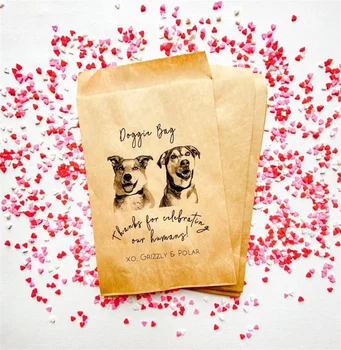 50 шт. персонализированных сумок для свадебных подарков | Изготовленная на заказ сумка для домашних животных | 2 домашних животных | Сумка для собачки