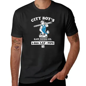 Футболка New City Boy's Raw Piping Co Lay Pipe с коротким рукавом, эстетическая одежда, черные футболки для мужчин